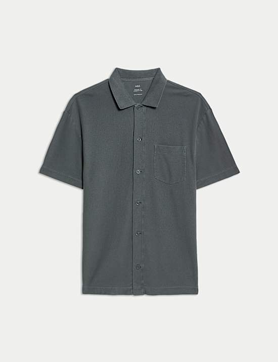 Strukturiertes Relaxed Fit Poloshirt aus reiner Baumwolle