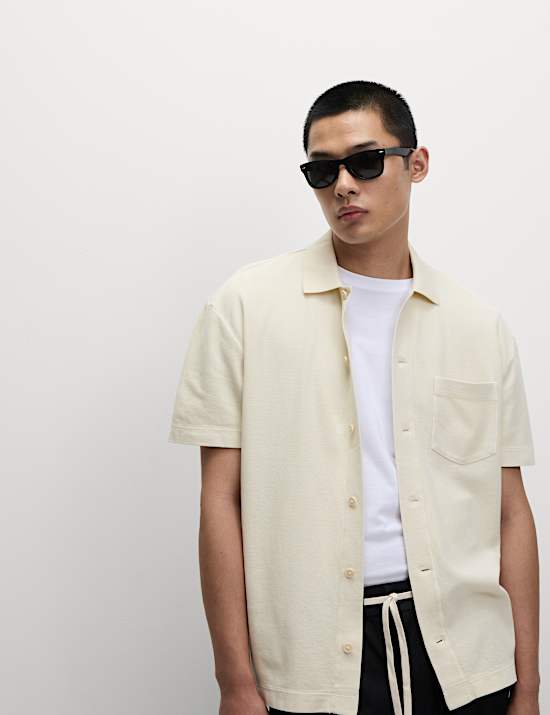 Relaxed Fit Pure Cotton Textured Polo Shirt