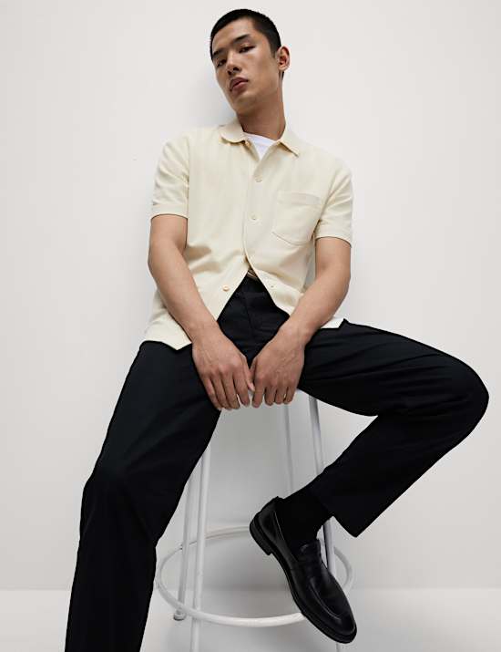 Polo coupe d&eacute;contract&eacute;e 100 % coton textur&eacute;