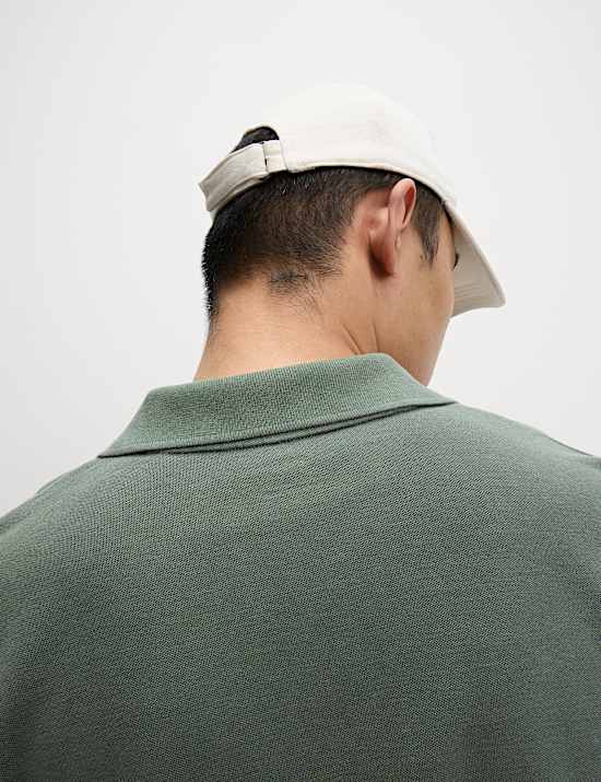 Kemeja Polo Bertekstur Katun Murni Relaxed Fit