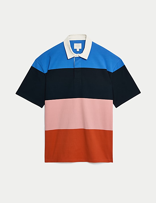 Oversized Pure Cotton Short Sleeve Rugby Shirt