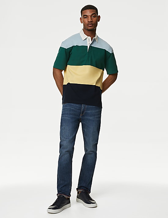 Oversized Pure Cotton Short Sleeve Rugby Shirt