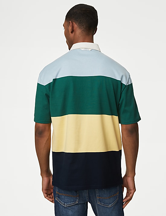 Oversized Pure Cotton Short Sleeve Rugby Shirt