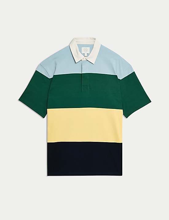Oversized Pure Cotton Short Sleeve Rugby Shirt