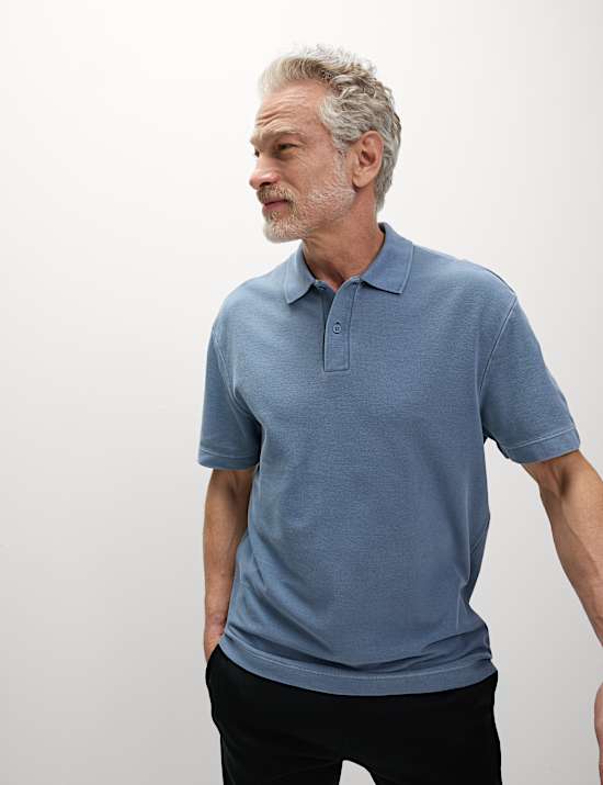 Μπλούζα πόλο με ξεθωριασμένη όψη και χαλαρή εφαρμογή από 100% βαμβάκι