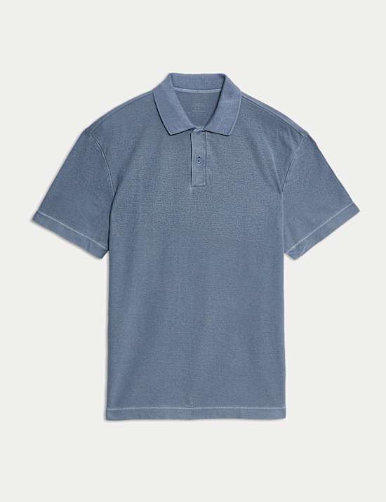 Μπλούζα πόλο με ξεθωριασμένη όψη και χαλαρή εφαρμογή από 100% βαμβάκι