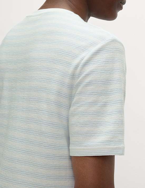 T-shirt ray&eacute; en lin m&eacute;lang&eacute; coton