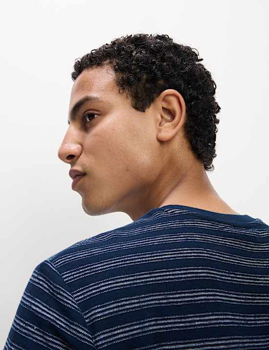 Cotton Linen Blend Striped T-Shirt