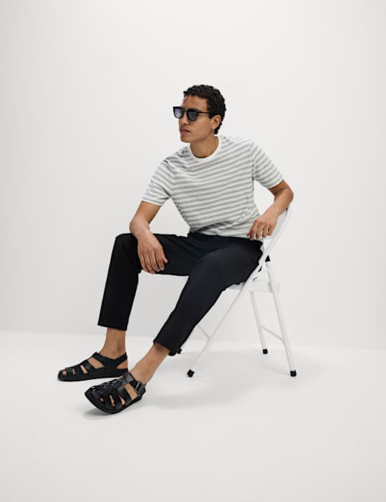 Cotton Linen Blend Striped T-Shirt