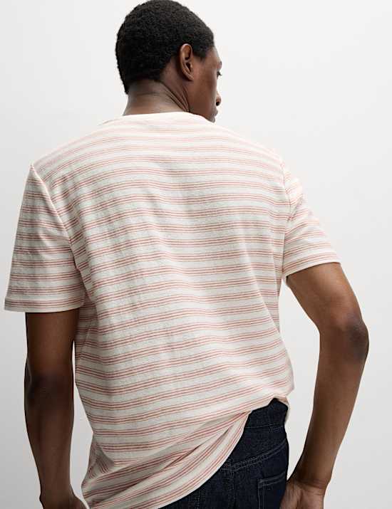 Cotton Linen Blend Striped T-Shirt