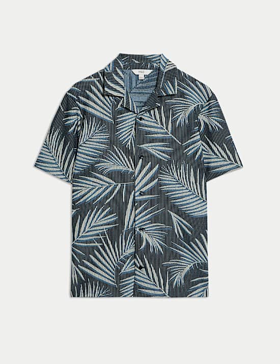 Poloshirt met ingeweven palmbladmotief