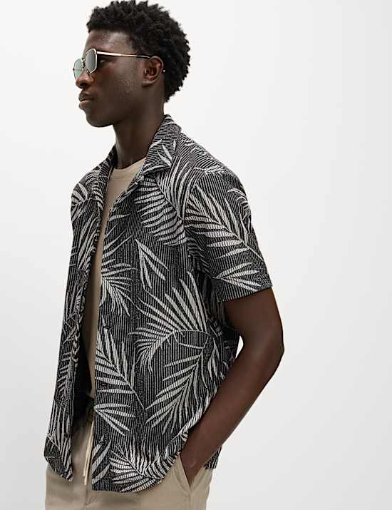 Ζακάρ μπλούζα πόλο με μοτίβο φύλλα φοίνικα