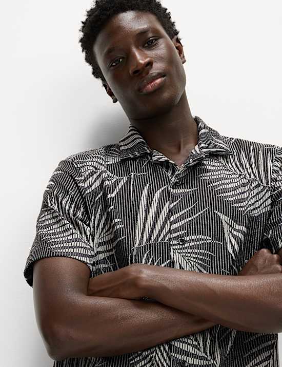 Ζακάρ μπλούζα πόλο με μοτίβο φύλλα φοίνικα