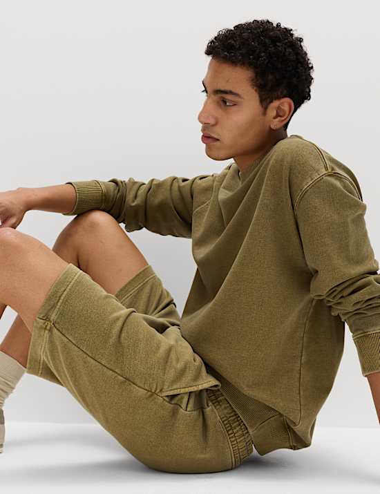 Relaxed Fit Pure Cotton Garment Dye Short