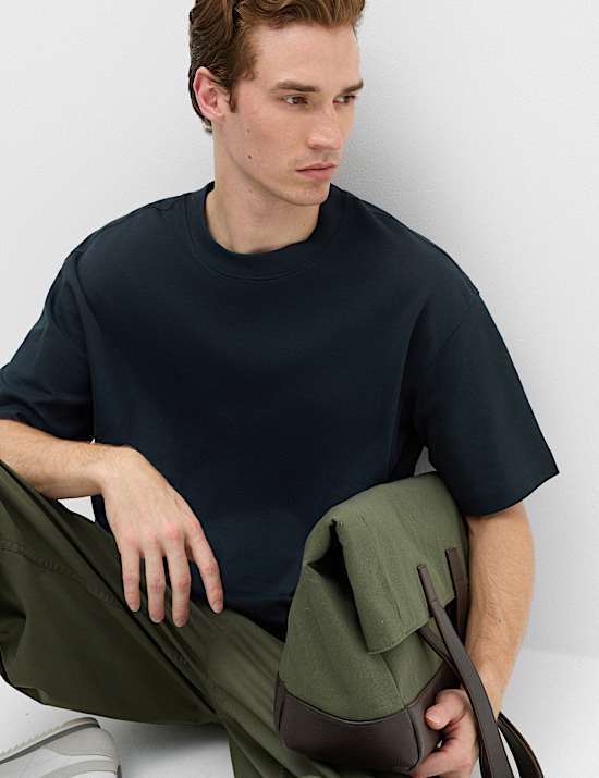 Cotton Rich Crew Neck T-Shirt with Lyocell