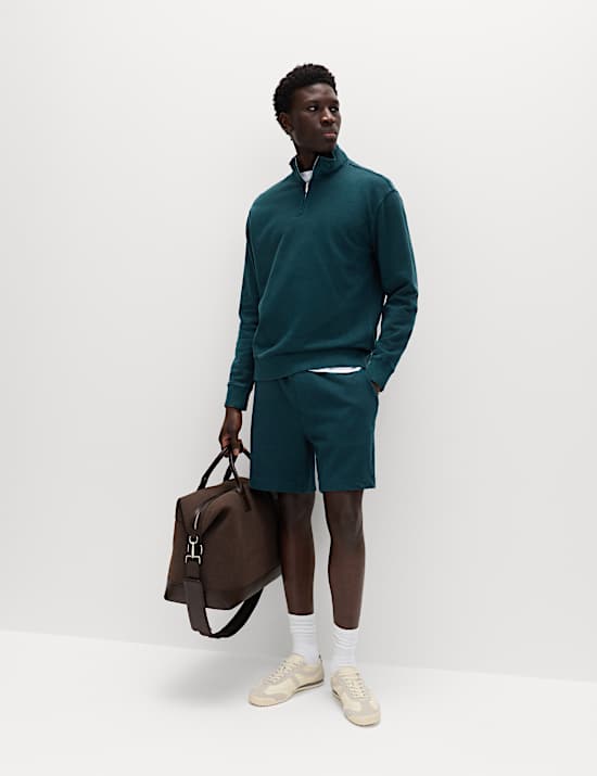 Pure Cotton Garment Dye Half Zip Sweatshirt