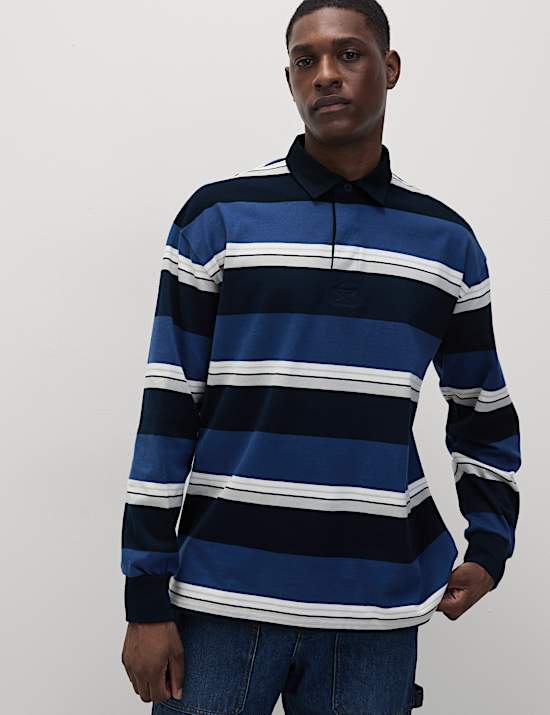 Pure Cotton Striped Rugby Shirt