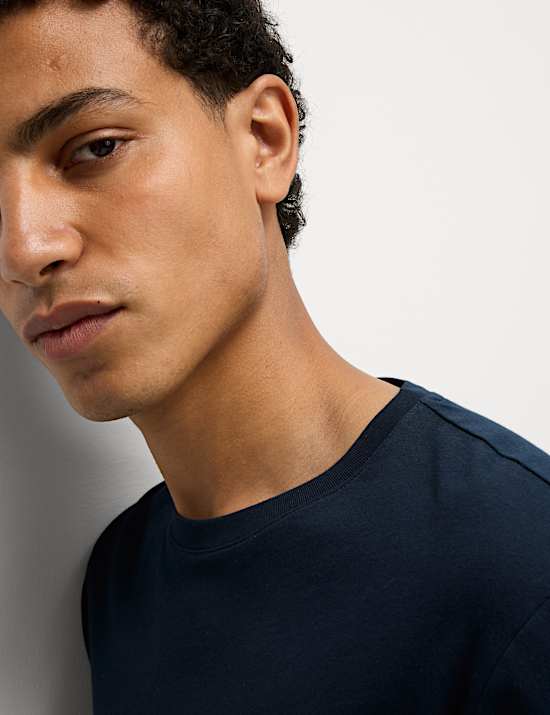 3pk Slim Fit Pure Cotton Crew Neck T-Shirts