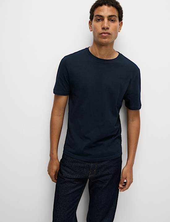 3pk Slim Fit Pure Cotton Crew Neck T-Shirts