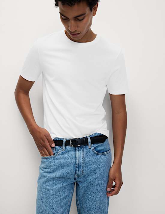 מארז 3 חולצות טי מכותנה טהורה ובגזרה צרה עם צווארון עגול