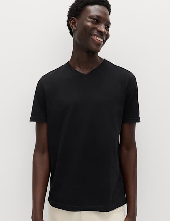3 Pack Pure Cotton V-Neck T-Shirts