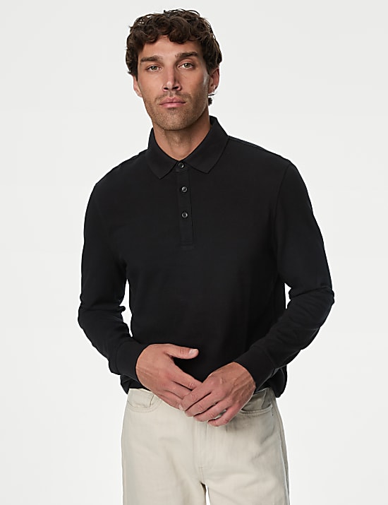 2 Pack Pure Cotton Long Sleeve Polo Shirts