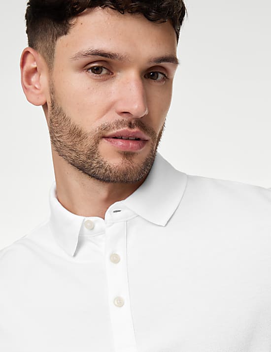 2er-Pack Langarm-Poloshirts aus reiner Baumwolle