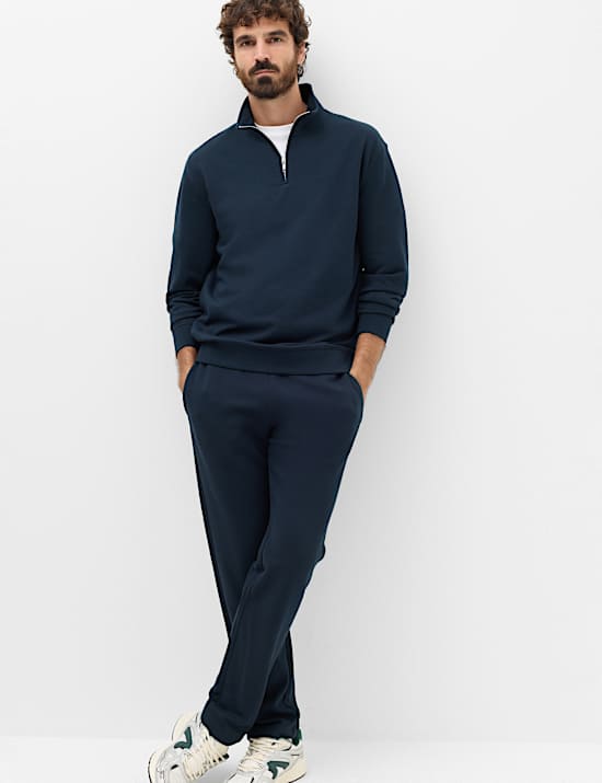Sudadera con media cremallera de algod&oacute;n con bucles