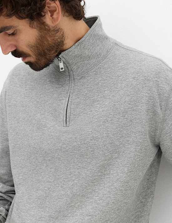 Cotton Rich Loopback Half Zip Sweatshirt