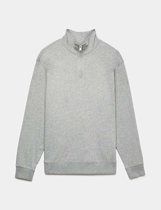 Cotton Rich Loopback Half Zip Sweatshirt