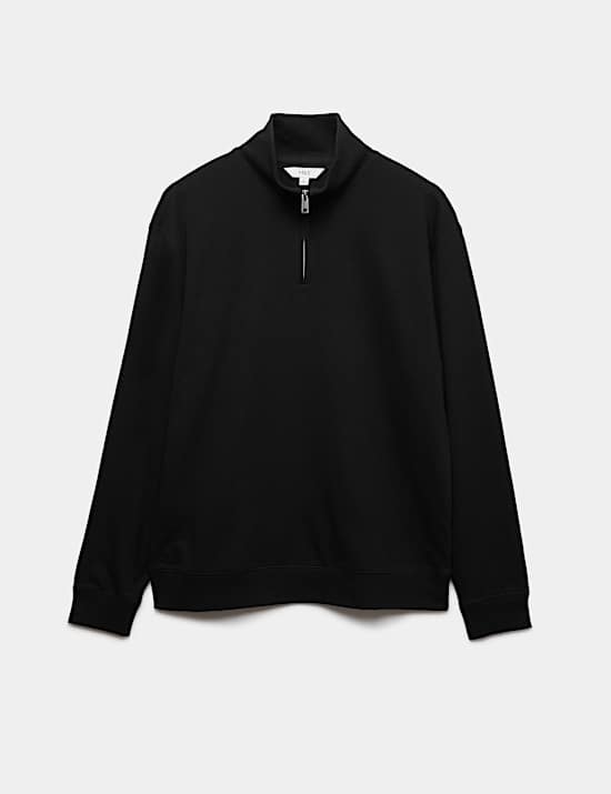 Sweat en coton &agrave; col zipp&eacute;