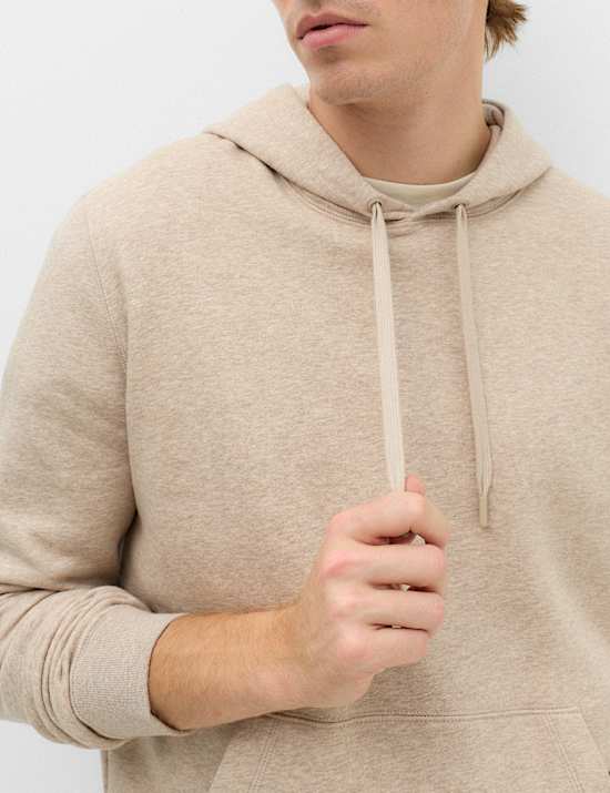 Sweat en coton peign&eacute; &agrave; capuche