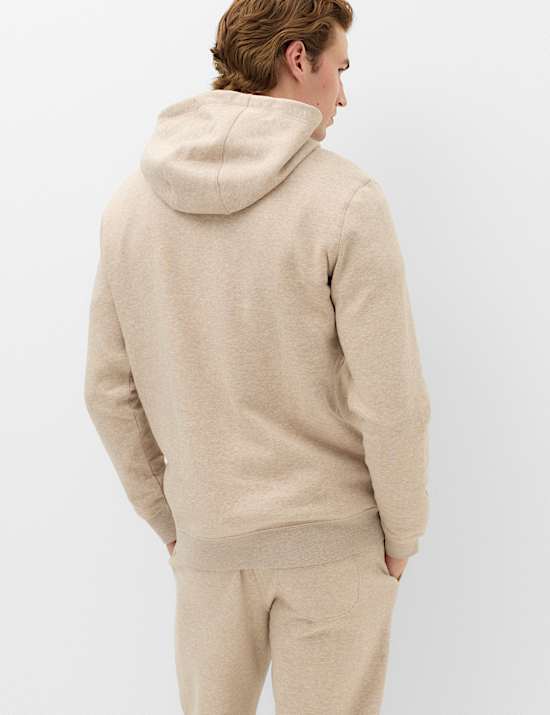 Sweat en coton peign&eacute; &agrave; capuche