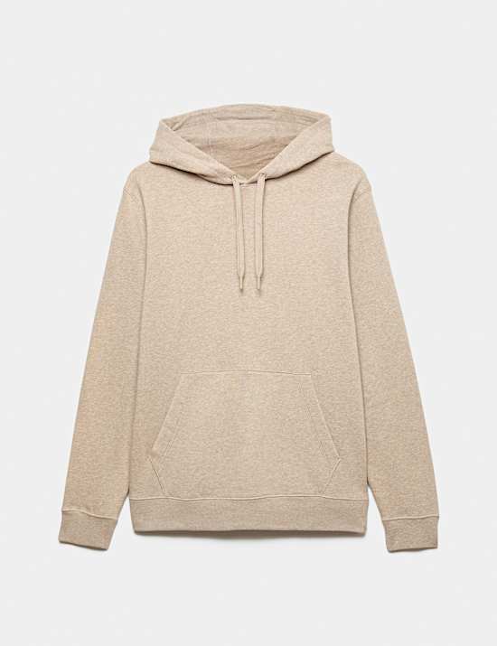 Sweat en coton peign&eacute; &agrave; capuche