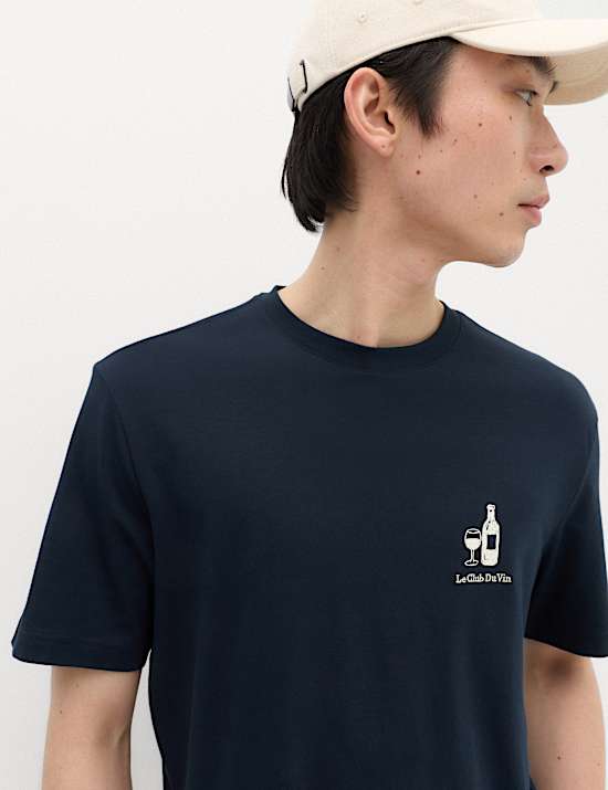 Pure Cotton Graphic Crew Neck T-Shirt