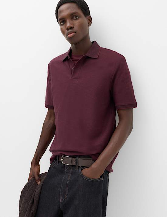 2pk Cotton Rich Textured Polo Shirt