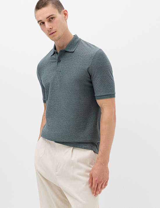 2pk Cotton Rich Textured Polo Shirt