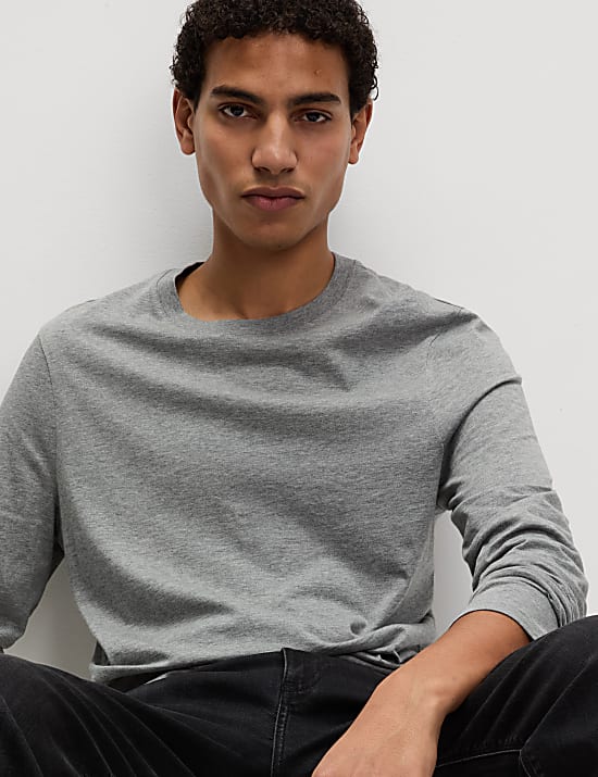 2pk Pure Cotton Long Sleeve T-Shirts