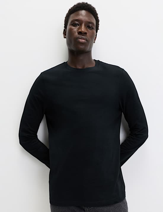2pk Pure Cotton Long Sleeve T-Shirts