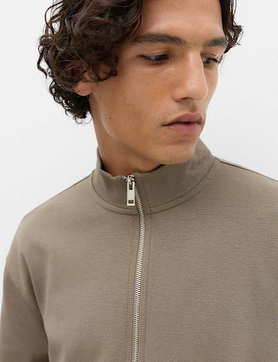 Sweat-shirt en coton id&eacute;al enti&egrave;rement doubl&eacute; &agrave; fermeture &agrave; glissi&egrave;re
