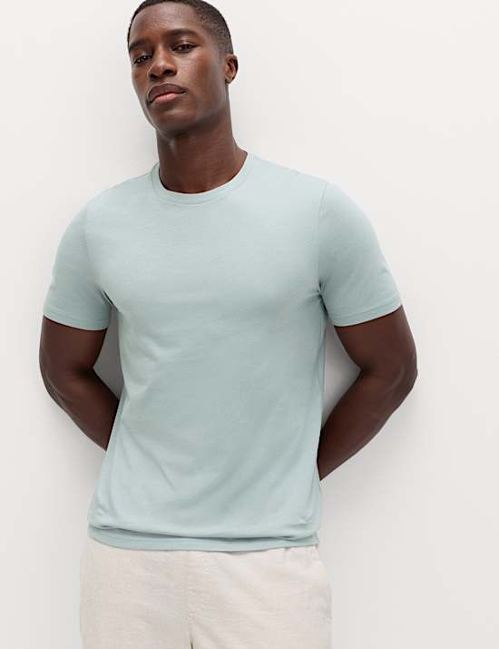 5er-Pack T-Shirts aus reiner Baumwolle mit Rundhalsausschnitt