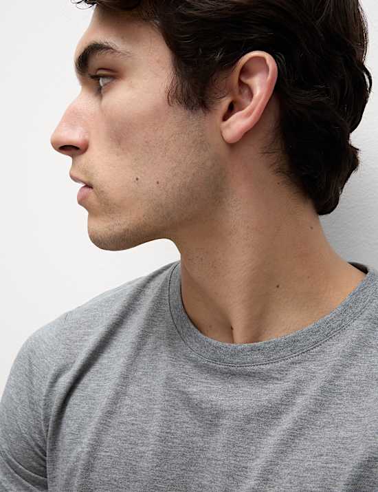 Set van 5 puur katoenen T-shirts met ronde hals