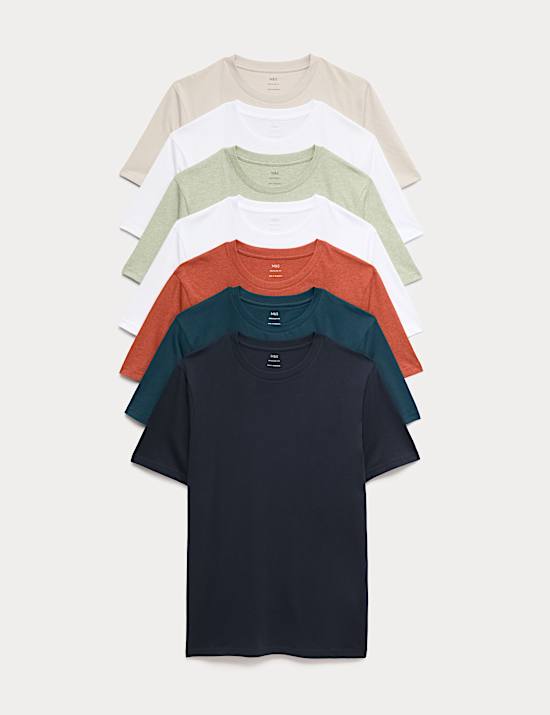 Balen&iacute; 7 ks triček z čist&eacute; bavlny s kulat&yacute;m v&yacute;střihem