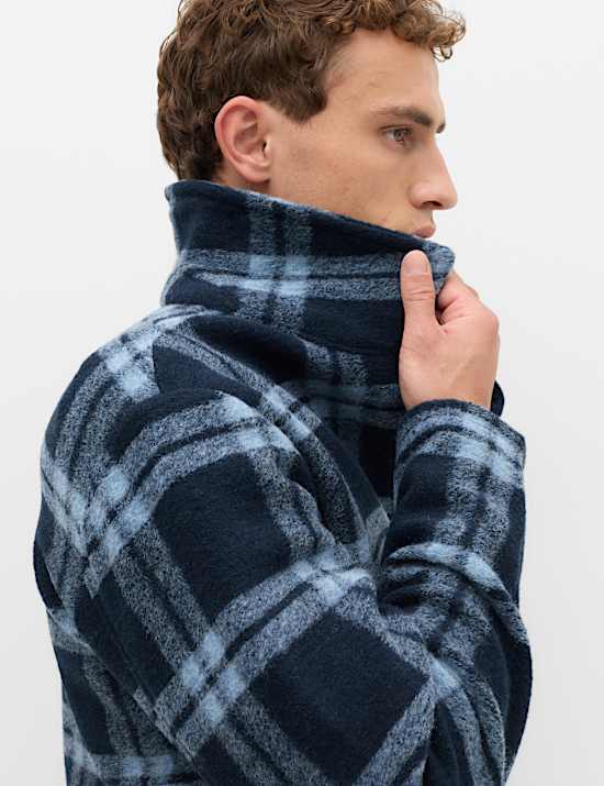Wool Blend Fleece Check Shacket