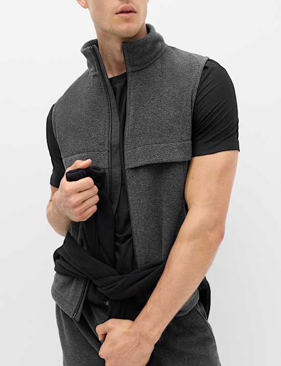 Chaleco de tejido micropolar con cuello de chimenea y cremallera
