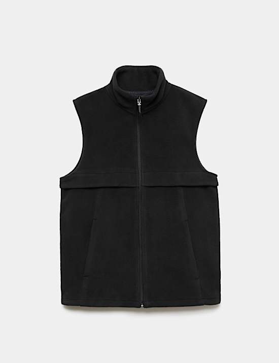 Chaleco de tejido micropolar con cuello de chimenea y cremallera