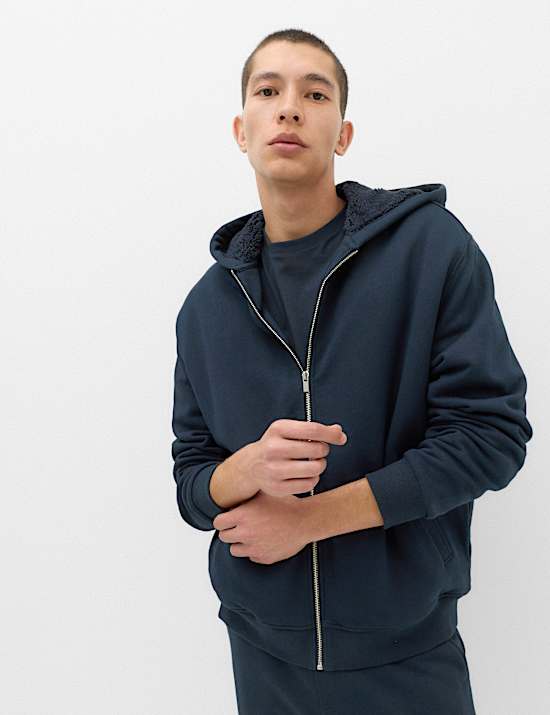 Fleece Lined Long Sleeve Zip Up Hoodie
