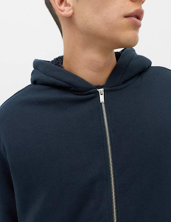 Fleece Lined Long Sleeve Zip Up Hoodie