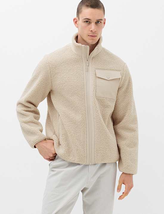 Fleece Windproof Zip Up Funnel Neck Jacket