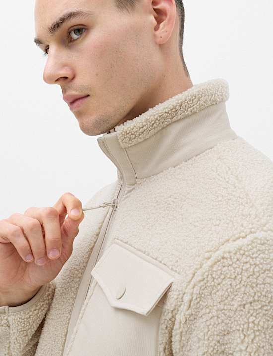 Fleece Windproof Zip Up Funnel Neck Jacket